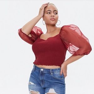 Maroon puff sleeve top